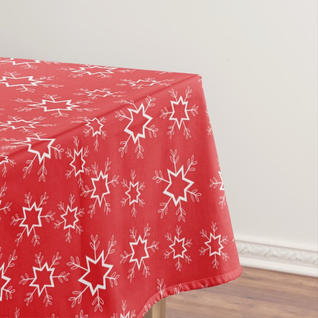 Toalha De Mesa Flocos de neve, Flocos de neve vermelhos e brancos (Posição Original)