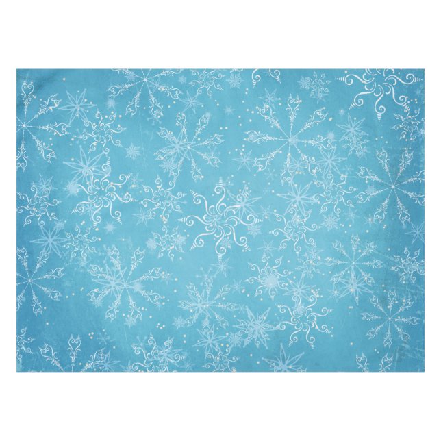 Toalha De Mesa Flocos de neve no Tablecloth azul (Frente (Horizontal))