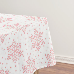Toalha De Mesa Flocos de Neve Rosa Tablecloth