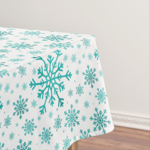 Toalha De Mesa Flocos de neve verdes bonito de Natal em branco de