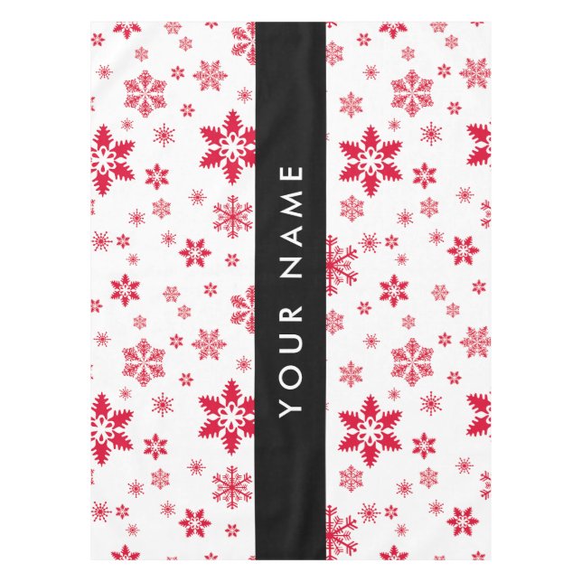 Toalha De Mesa Flocos de neve vermelhos, seu nome, personalize (Frente)