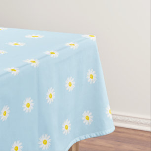 Toalha De Mesa Flor branca-margarida branca, azul-claro, de cor b