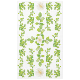 Toalha De Mesa Flor Branco e Jardim de Folhas Verde