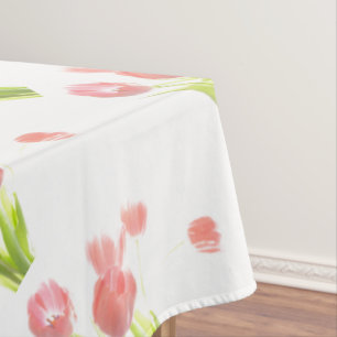 Toalha De Mesa Flor cor-de-rosa retro da tulipa do primavera do