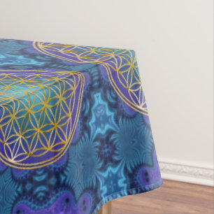 Toalha De Mesa Flor da vida - ouro - fractal 1