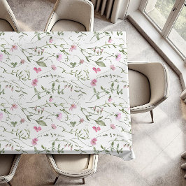 Toalha De Mesa Flor de Campo Aguarela Rosa Verde