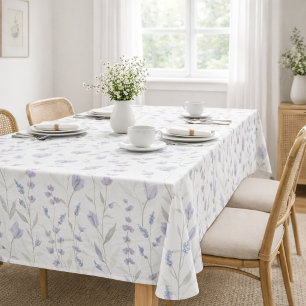 Toalha De Mesa Flor de Campo Aguarela Roxo Azul