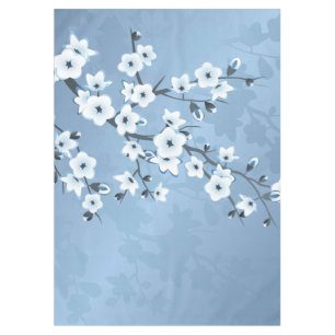 Toalha De Mesa Flor de cerejeira cintilante azul