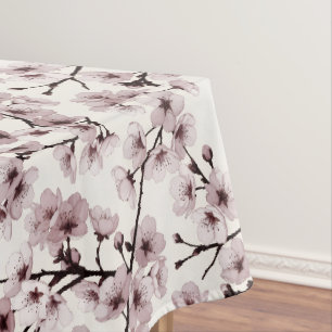 Toalha De Mesa Flor de Cerejeira no Marfim — Delicada & Contempor