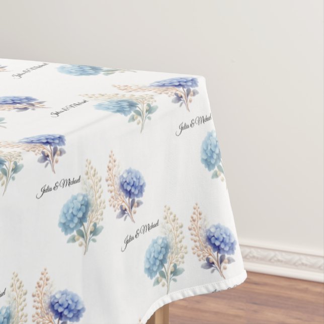 Toalha De Mesa Flor de Hydrangea Azul Decoração de Casamento Recé (Posição Original)