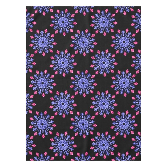 Toalha De Mesa Flor de néon azul e vermelho (Frente)