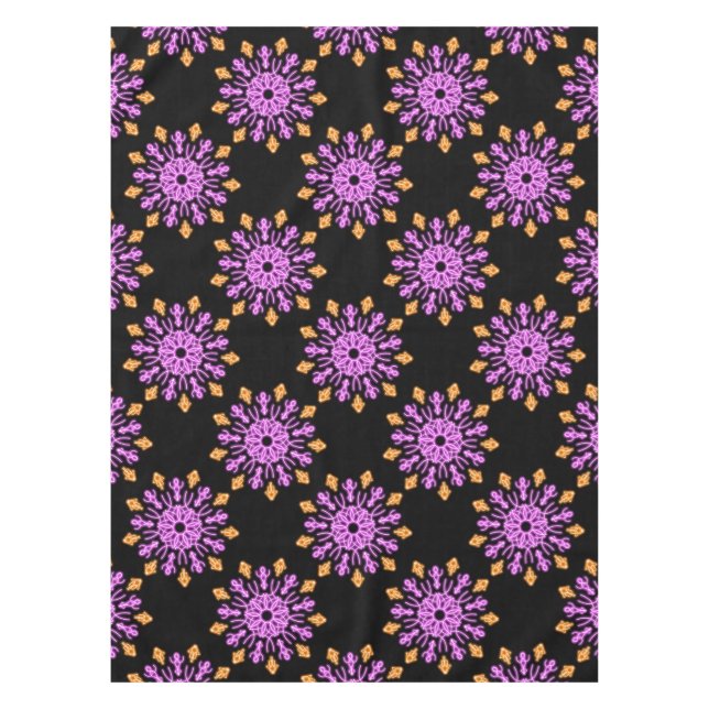 Toalha De Mesa Flor de néon rosa e laranja (Frente)