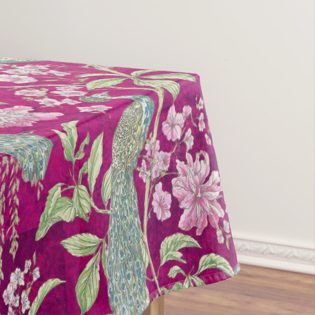 Toalha De Mesa Flor de pavão de Fuchsia Chinoiserie (Posição Original)