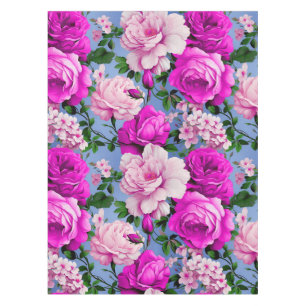 Toalha De Mesa Flor de Rosa Roxo Grande Retro