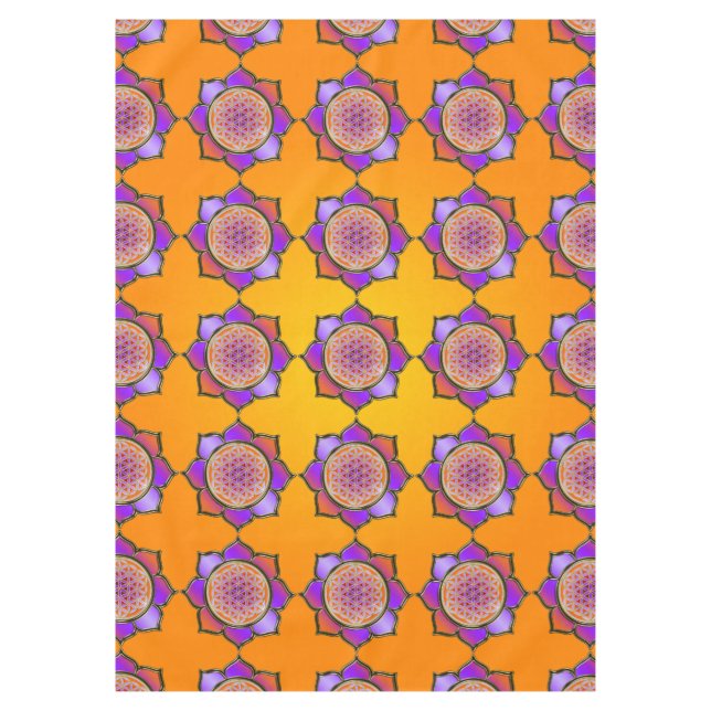 Toalha De Mesa Flor de Vida / Blume des Lebens - Lotus orange (Frente)
