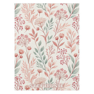 Toalha De Mesa Flor, Floral e Folha de Cereja Rosa
