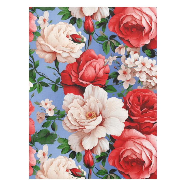 Toalha De Mesa Flor Grande da Rosa vermelha Retroativa (Frente)