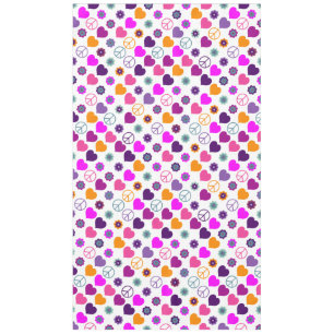 Toalha De Mesa Flor Power Heart Peace Pattern + seu backgr.