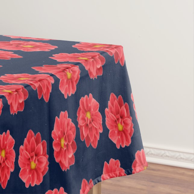 Toalha De Mesa Flor rosa dahlia em azul (Posição Original)
