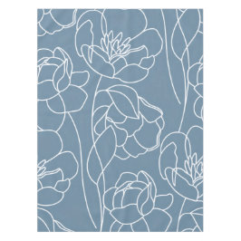 Toalha De Mesa Flor Silvestre Moderna Azul Branco