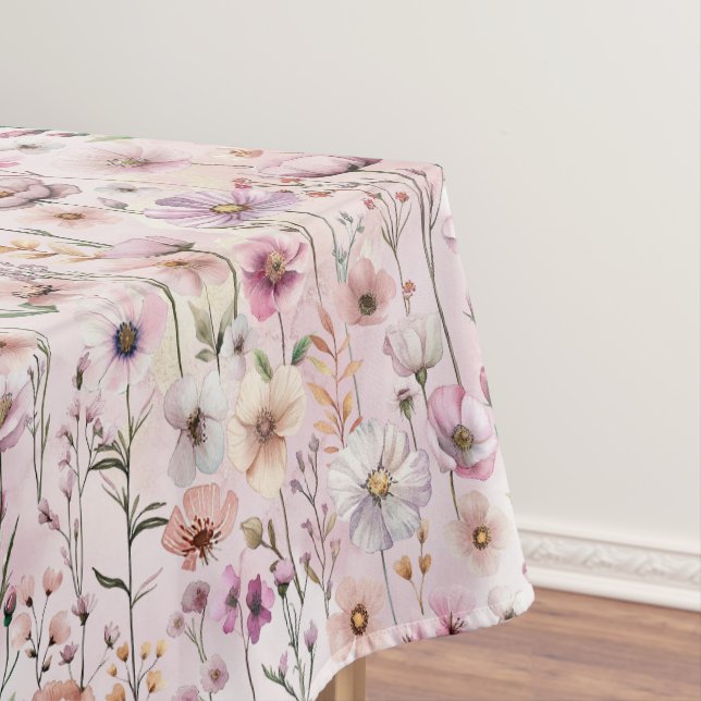 Toalha de Mesa Flor Silvestre Pastel – Rosa Desbot (Posição Original)