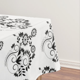 Toalha De Mesa Flor Vinha Preta-Tablete