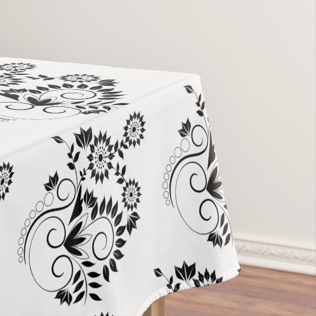 Toalha De Mesa Flor Vinha Preta-Tablete (Posição Original)