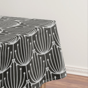 Toalha De Mesa Floral Abstrato da Vintage em Preto e Branco