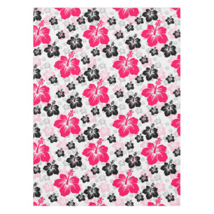 Toalha De Mesa Floral Abstrato Vermelho Preto Branco