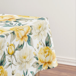 Toalha De Mesa Floral Botânico Elegante Aquarela Amarela