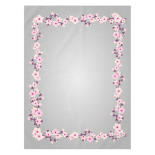 Toalha De Mesa Floral Cherry Blossomo Cinza Rosa
