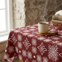 Toalha de Mesa Floral Damask Floco de Neve Burgund