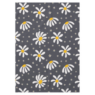 Toalha de mesa floral de margaridas cinza e branco