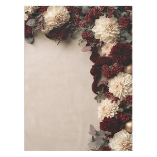 Toalha de mesa floral de Natal Dália Borgonha