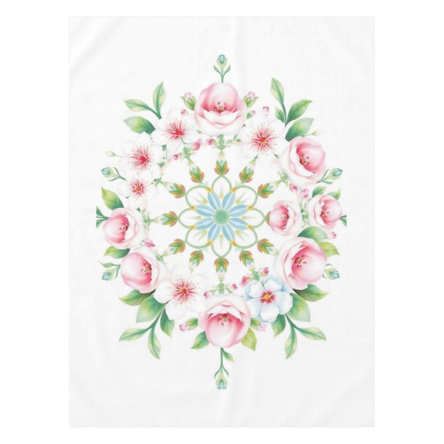 Toalha de Mesa Floral Medalhão Pastel de Páscoa (Frente)