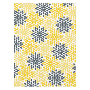 Toalha De Mesa Floral moderno do carvão vegetal amarelo e