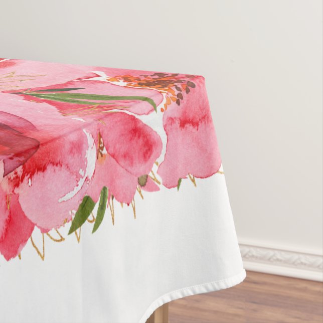 Toalha De Mesa Floral Rosa de Aquarela (Posição Original)