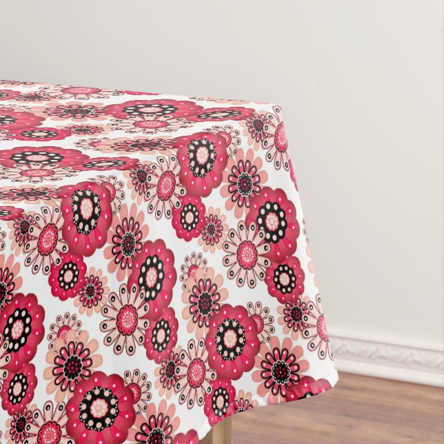 Toalha De Mesa Floral rústico retrô vermelho e branco (Posição Original)