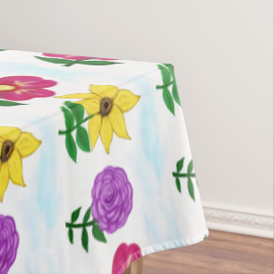 Toalha De Mesa Flores bonito Púrpura Cor-de-Mesa Amarela da Fúchs