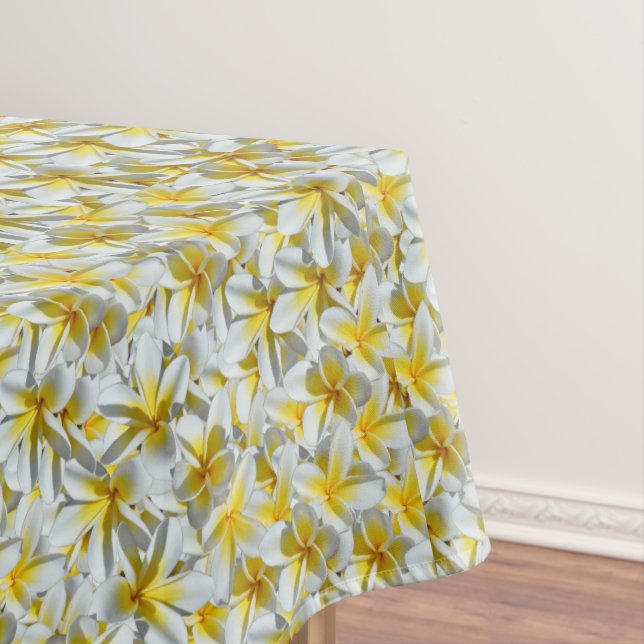 Toalha De Mesa Flores Brancas E Amarelas De Frangipani, (Posição Original)