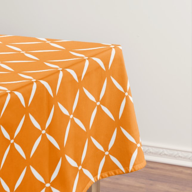 Toalha De Mesa Flores Brancas e Laranja Quadrada Modernas Trendy (Posição Original)