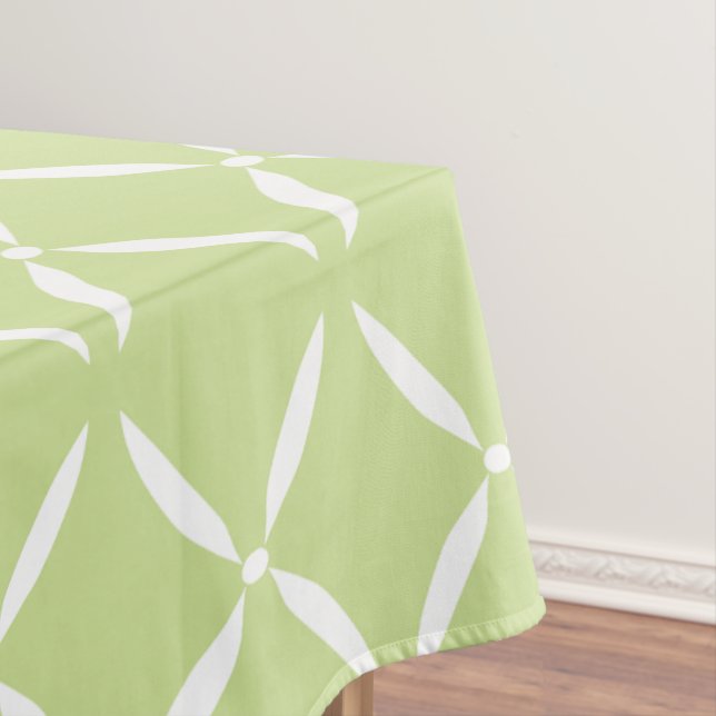 Toalha De Mesa Flores Brancas e Verdes Chic Modernas Trendy (Posição Original)