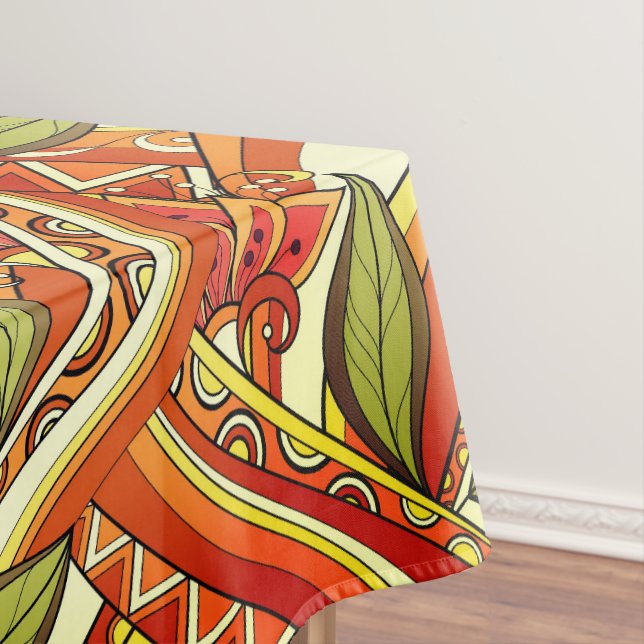 Toalha De Mesa Flores Brancas Elegantes Laranja E Grelha (Posição Original)