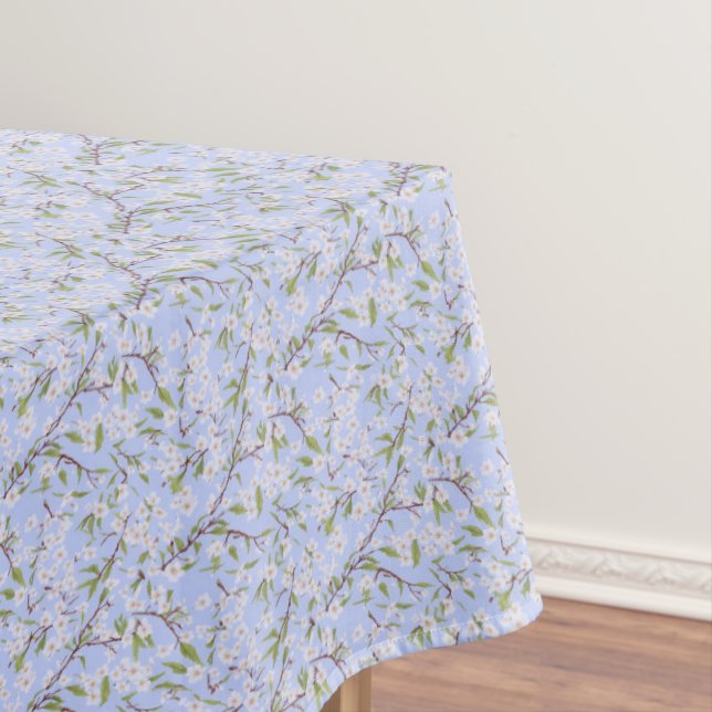 Toalha De Mesa Flores brancas em azul (Posição Original)