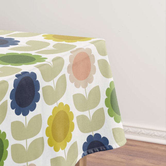 Toalha De Mesa Flores Caules de Verão Retro Groovy (Posição Original)