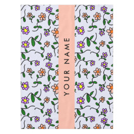 Toalha De Mesa Flores Coloridas, Fundo Azul, Laranja