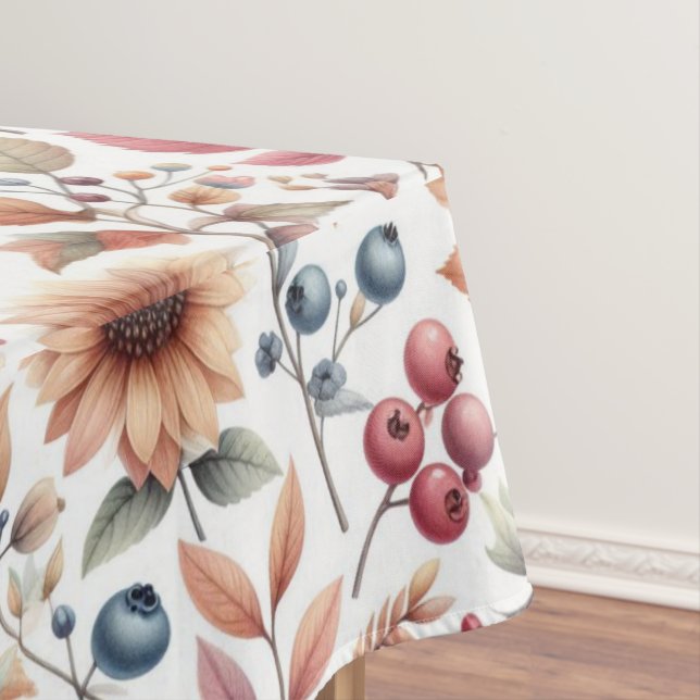 Toalha De Mesa Flores da Estação Outonal Folhas e Bagas (Posição Original)