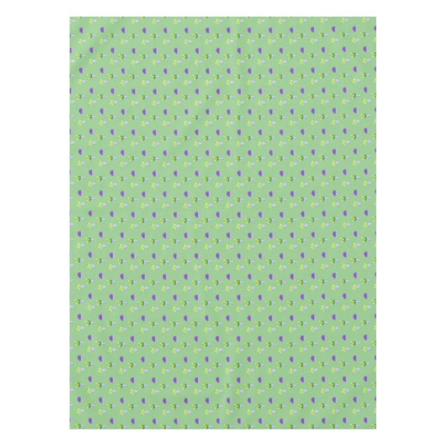 Toalha De Mesa Flores da Primavera em Vasos de Chinoiserie Verde (Frente)