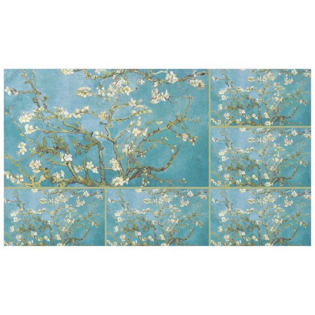 Toalha De Mesa Flores de Amendoeira de Van Gogh - Arte Azul Cláss (Frente (Horizontal))