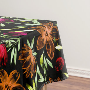 Toalha De Mesa Flores de Aquarela Vermelha 3